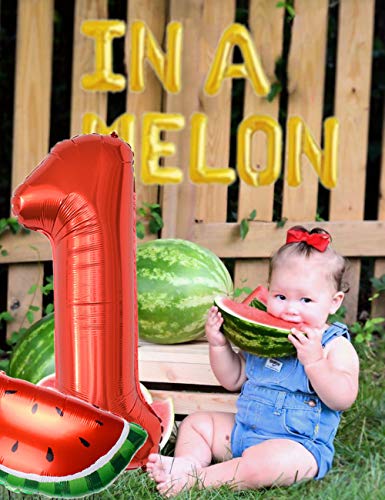 Watermelon Party Decorations For First Birthday, One In A Melon Balloons, Number 1 Balloon, Watermelon Balloons For Kids' 1St Birthday Supplies #TOP3
