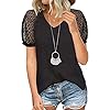 MIHOLL-Womens-Lace-Short-Sleeve-V-Neck-Shirts-Loose-Casual-Tops-Tee-Shirt MIHOLL Women's T Shirt Lace Short Sleeve V Neck Shirts Loose Casual Summer Tunic Tops