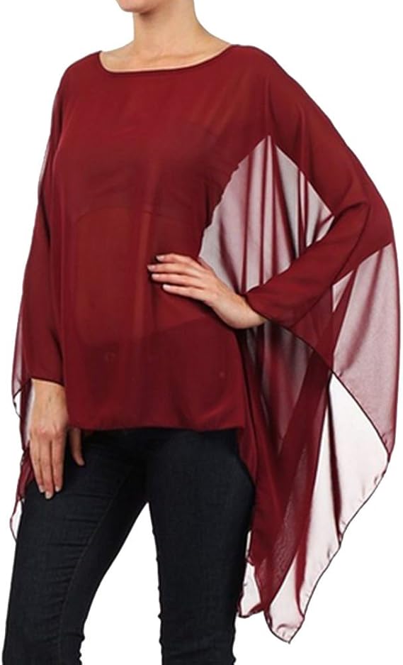 YipGrace Women's Charming Translucent Loose Long Sleeve Cover Up Smock