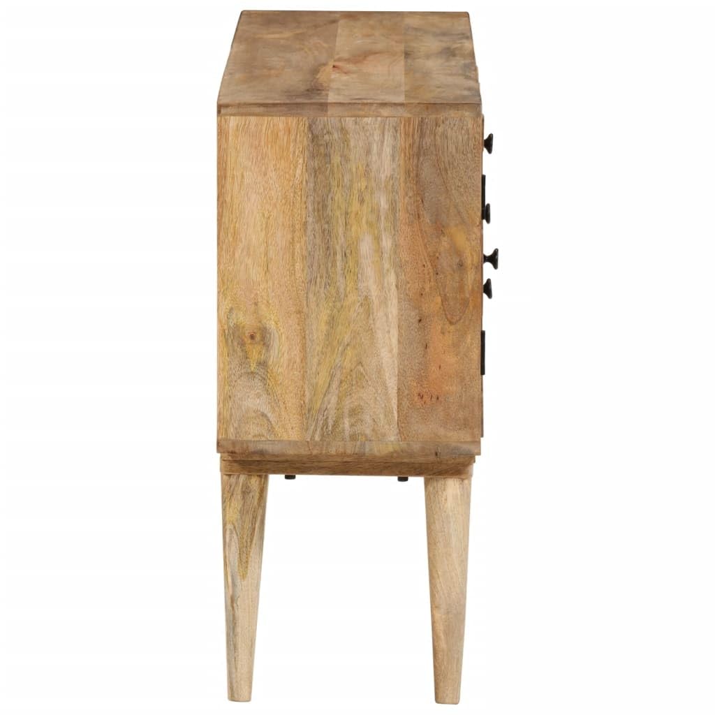 Credenza in legno di mango massiccio, 110 x 30 x 70 cm, con 2 cassetti e scomparto, contenitore stabile per soggiorno, camera da letto, ufficio, corridoio, comò multifunzione con finitura