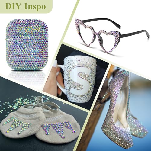 Image of 3000PCS SS20 /5mm Crystal Glass Rhinestones for Bedazzling (Crystal AB) | Flatback Rhinestones for Crafting DIY Nail Art Makeup Decoration, Gems Diomand Charms for Tumbler Shoes Clothing Mug