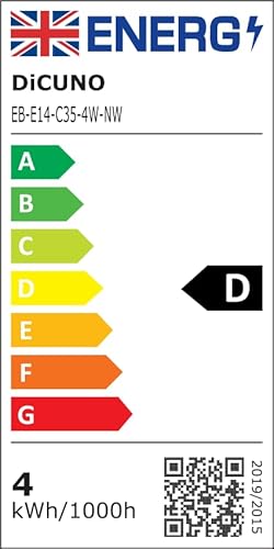 DiCUNO E14 Candle LED Bulbs, Small Screw E14 LED, 4W, 550LM, 40W Incandescent Equivalent, Natural White 4000K, SES C35 Clear Filament Bulbs for Chandeliers, 6Pcs - Image 9