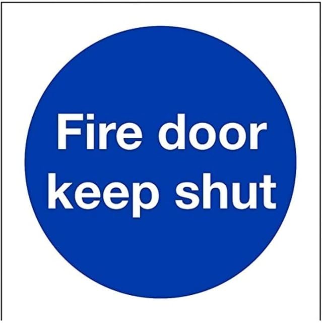 VSafety Fire Door Keep Shut Mandatory Sign - Square - 80mm x 80mm - 1mm Rigid Plastic