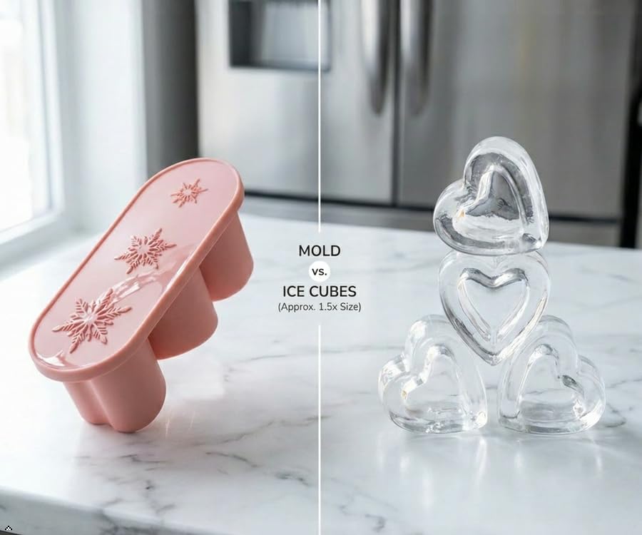 Molde de silicona para 3 cubitos de hielo, rosa miniatura 6