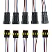 E Support 3 Pin Way Car Auto Waterproof Electrical Connector Plug Socket Kit with Wire AWG Gauge Marine Pack of 5