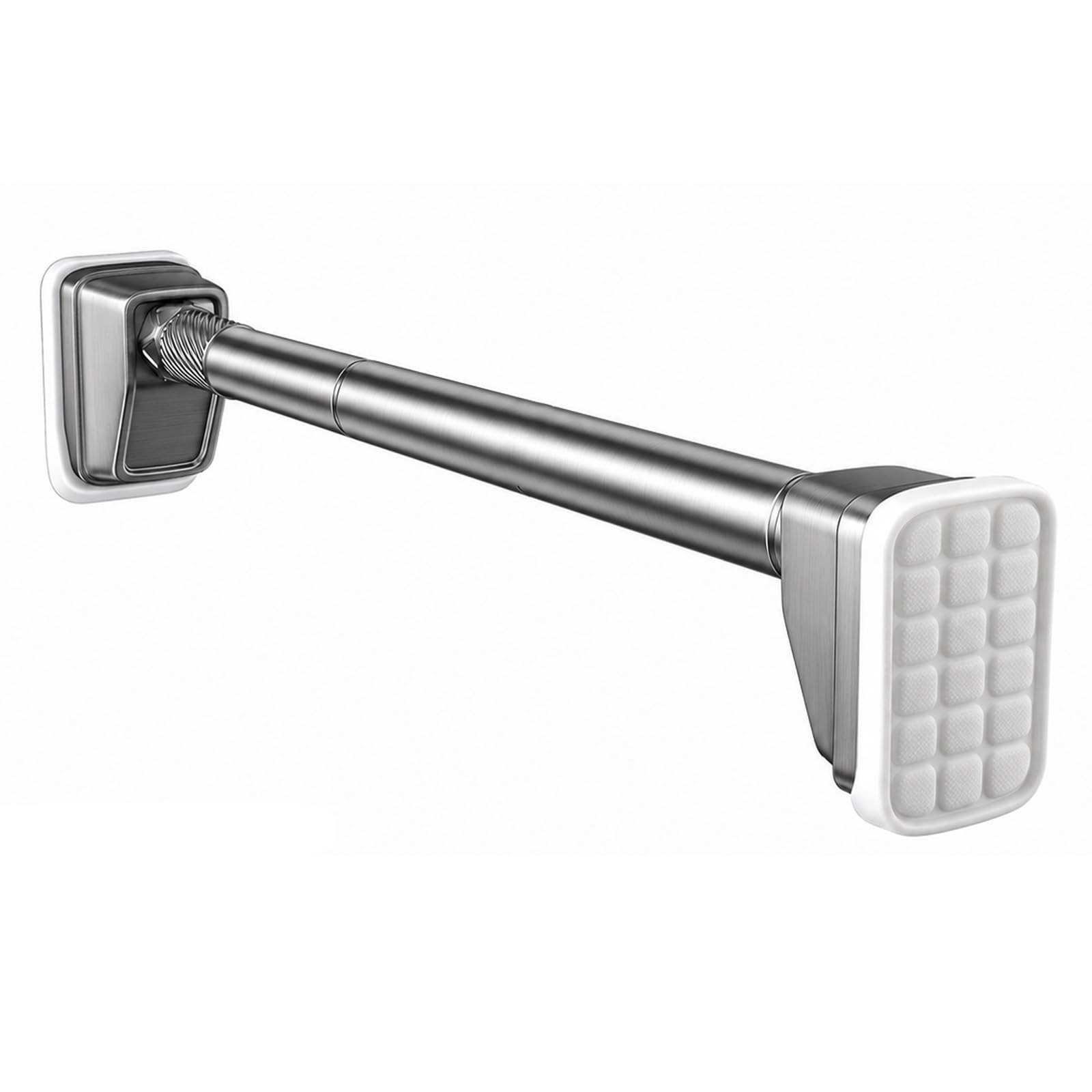 No Drill Shower Curtain Rod, Stainless Steel Tension Curtain Rod, Nonslip Adjustable for Bath Closet Wardrobe Door Kitchen(Grey,150-220cm/59-86in)