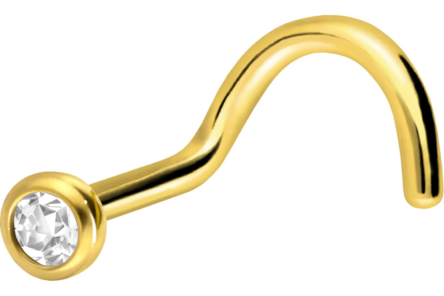 PIERCINGLINE Piercing de nariz de acero quirúrgico en espiral, cristal | piercing para la nariz Nostril | selección de colores, Acero inoxidable