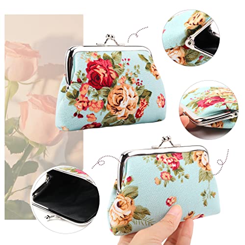 Oyachic 4 Packs Coin Purse Pouch Vintage Change Purse Rose Coin Pouch Cute Change Bag Handbag Small Wallet Christmas Birthday Gift For Women #TOP1