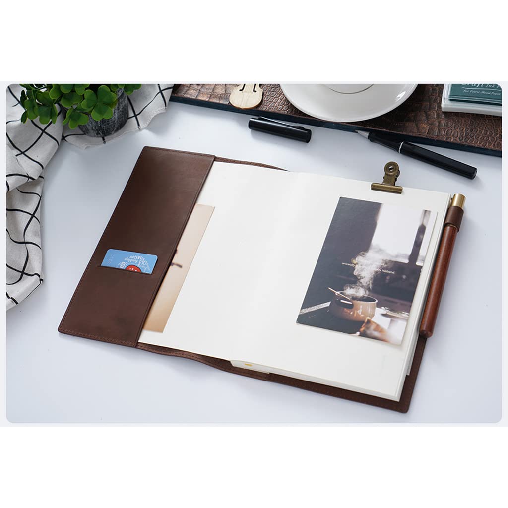 Copertina in Vera Pelle con Carta a Quadretti A5/a6/b6 Sketchbook Planner Quaderni retrò Diari Diario Cover Cancelleria Blocco Note (F B6)