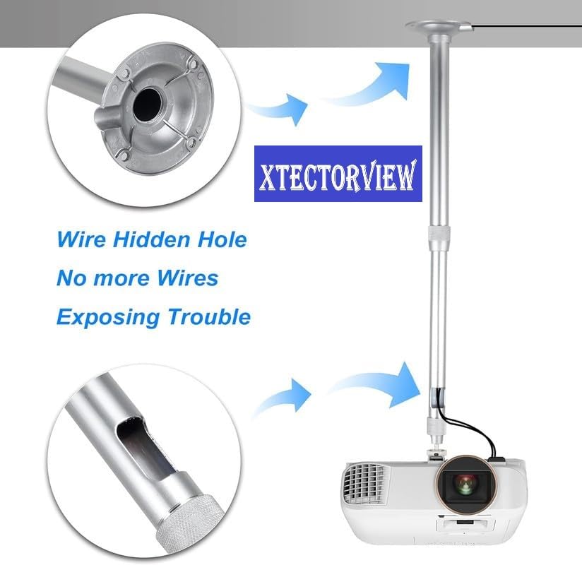Image of 3FT CCTV Camera Bracket, Universal Ceiling Mount for Projector 360 Degree Rotatable Extendable Tilt Up to 20-36 Inch CCTV DVR, Single Screw Projector Stand Wall Mount -Weight Capacity 5KG