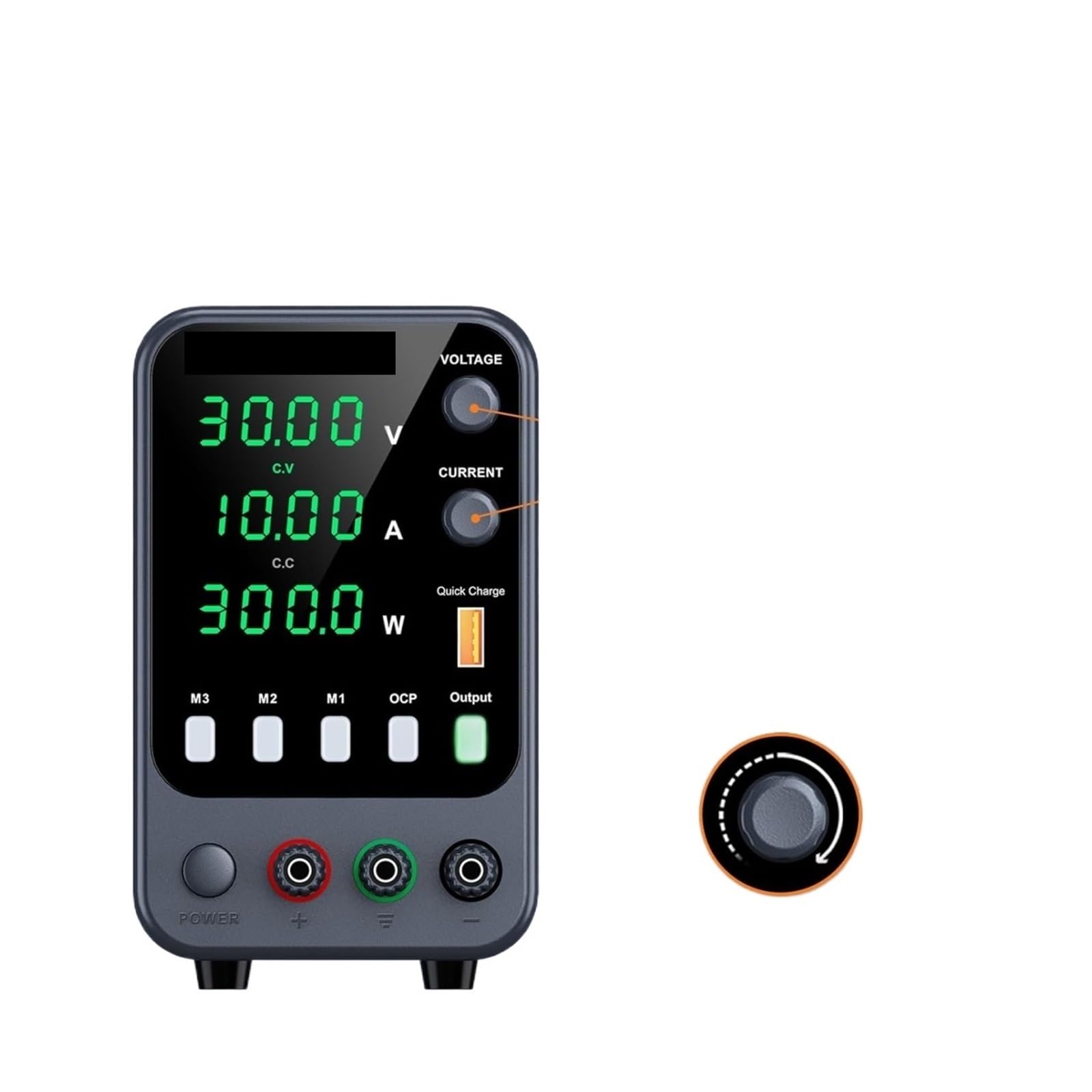 alimentación CC digital Fuente de alimentación CC ajustable, fuente de alimentación de laboratorio de 30 V 10 A, fuente de alimentación conmutada con almacenamiento de memoria, carga rápida USB de 5 V