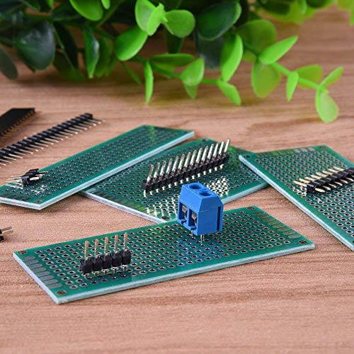 beihuazi® 60Stk PCB Board Leiterplatte Lochrasterplatine Kit Enthält 20 Doppelseitig Lochrasterplatte | Platine 15 PCB Lötbare Schraubklemmen und 25 pin header für Arduino