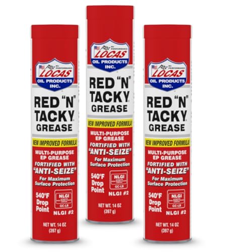 10005 Red ‘N’ Tacky Grease, 14 oz Tub – Heavy-Duty Red Lithium Grease for Automotive, Marine & Industrial Use (3 Pack)