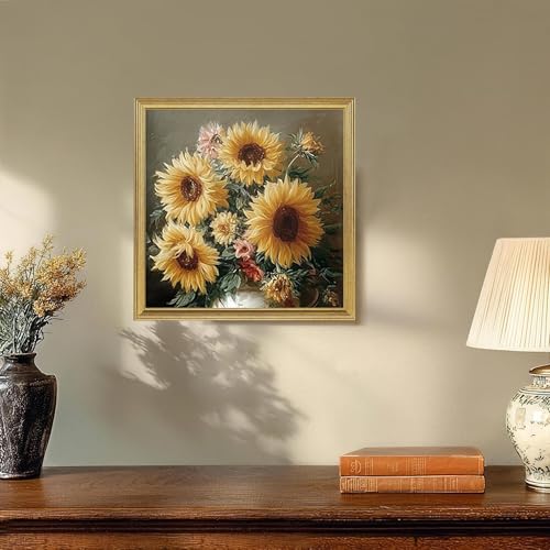 Image of eletecpro 12x12 Gold Picture Frames Set of 4, Vintage Photo Frames with Clear Acrylic Cover, Gallery Wall Art Display 8x8 Photo with Mat or 12x12 without Mat for Tabletop and Wall Mount, Home Decor