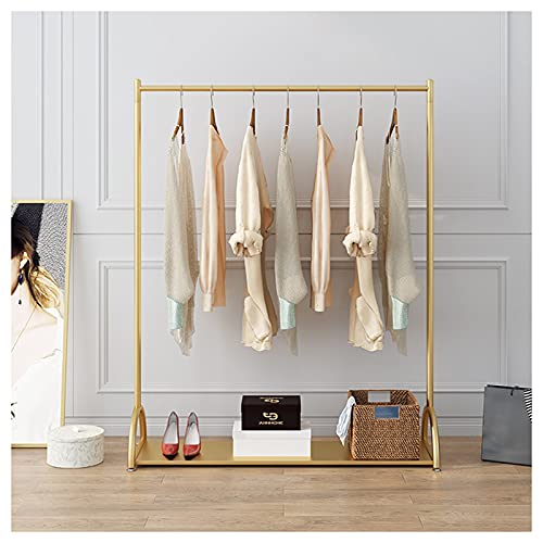 Porte-manteau doré de 160 cm sur pied avec étagère basse moderne