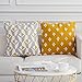 Easy Joy Fundas de Cojín 45x45cm Juego de 2,Cuadradas Fundas de Almohada Patrones Geométricas Flores Blancas Funda Cojíns para Sala de Estar al Aire Libre Sofá Dormitorio Amarillo Gris