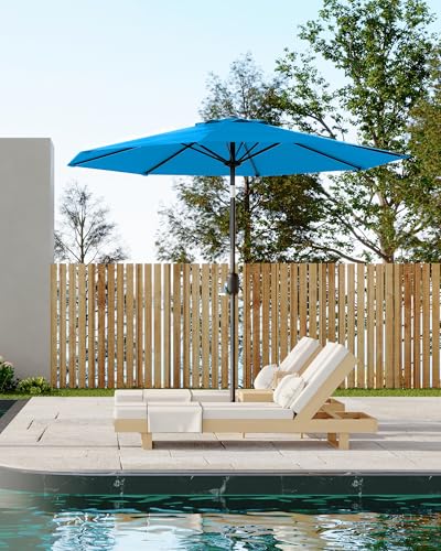 7.5FT Outdoor Patio Umbrella, Outdoor Table Umbrella, Market Umbrella With Push Button Tilt and Crank, 6 Sturdy Ribs UV Protection Waterproof for Garden, Deck, Backyard, Pool,Navy Blue