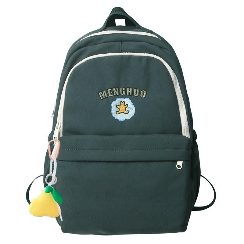 Cute Backpack Kawaii Backpack for School Aesthetic Backpack Kawaii School Supplies Cute Backpacks with Accessories (Green)