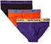 Diesel Men's Fresh and Bright 3-Pack Andre Cotton Stretch Brief, Purple/Orange/Black, Large