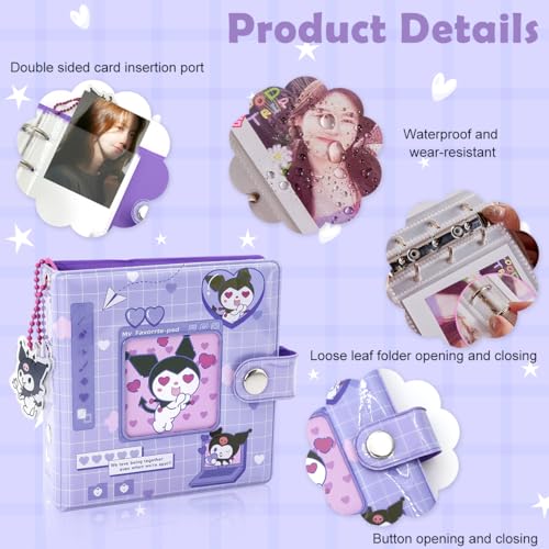 Image of HASTHIP Photo Album Hold Up 40 Photos of 3'' Binders Double Side Clear PVC Photo Cards Holder Pocket Kawaii Cartoon Instant Square Films Mini Album for Polaroid Photos, Kpop Star Photocard Binder