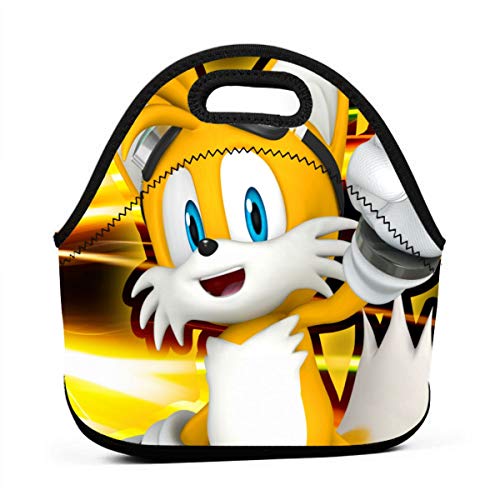 Cartoon Character Sonic Team Tail Insulated Lunch Bag Tote For AdultKids - Reusable Soft Neoprene Personalized Lunchbox Handbag For WorkSchoolPicnic