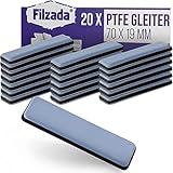 Filzada® 20x Teflongleiter Selbstklebend - 70 x 19 mm (eckig) - Profi Möbelgleiter/Teppichgleiter PTFE (Teflon)