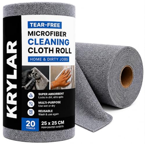 Image of Grey 4Roll Microfiber Cleaning Cloth 80 Sheets 16000+Times Washable&Reusable 10X Cheaper Than Paper Kitchen Towel Soft&Highly Absorbent Tearable Lint-Free,Streak-Free Multipurpose Use for Home