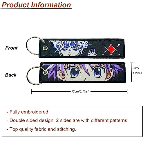 Image of 1 Pack Anime Keychain Tag Jet Tag Key Chain Cartoon Embroidered with Key Ring for Motorcycles Car Accessories