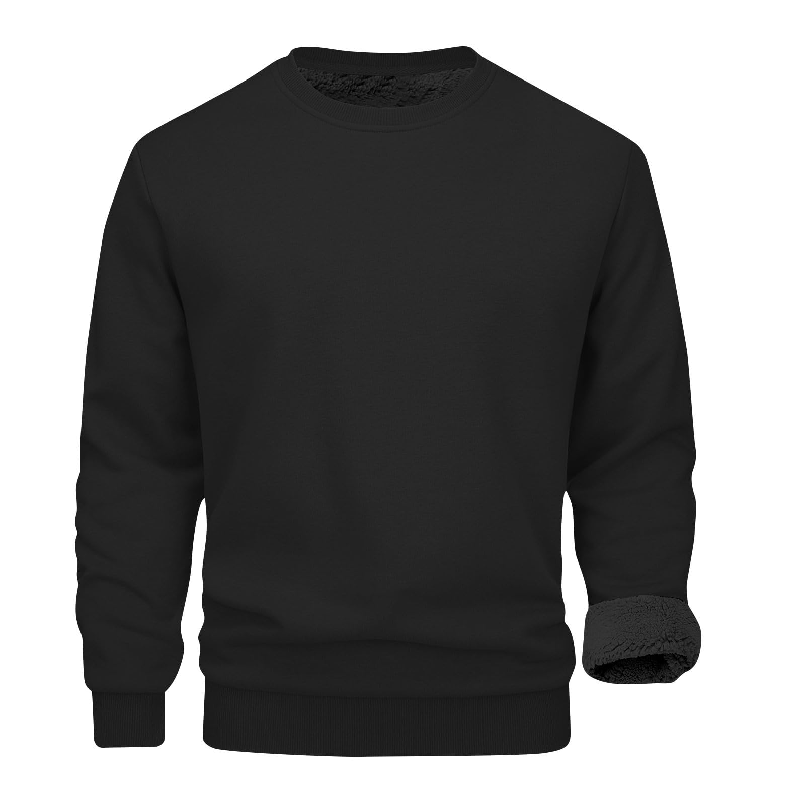 Felpa Uomo Girocollo Maniche Lunghe Pullover Tessuto Pile Casual