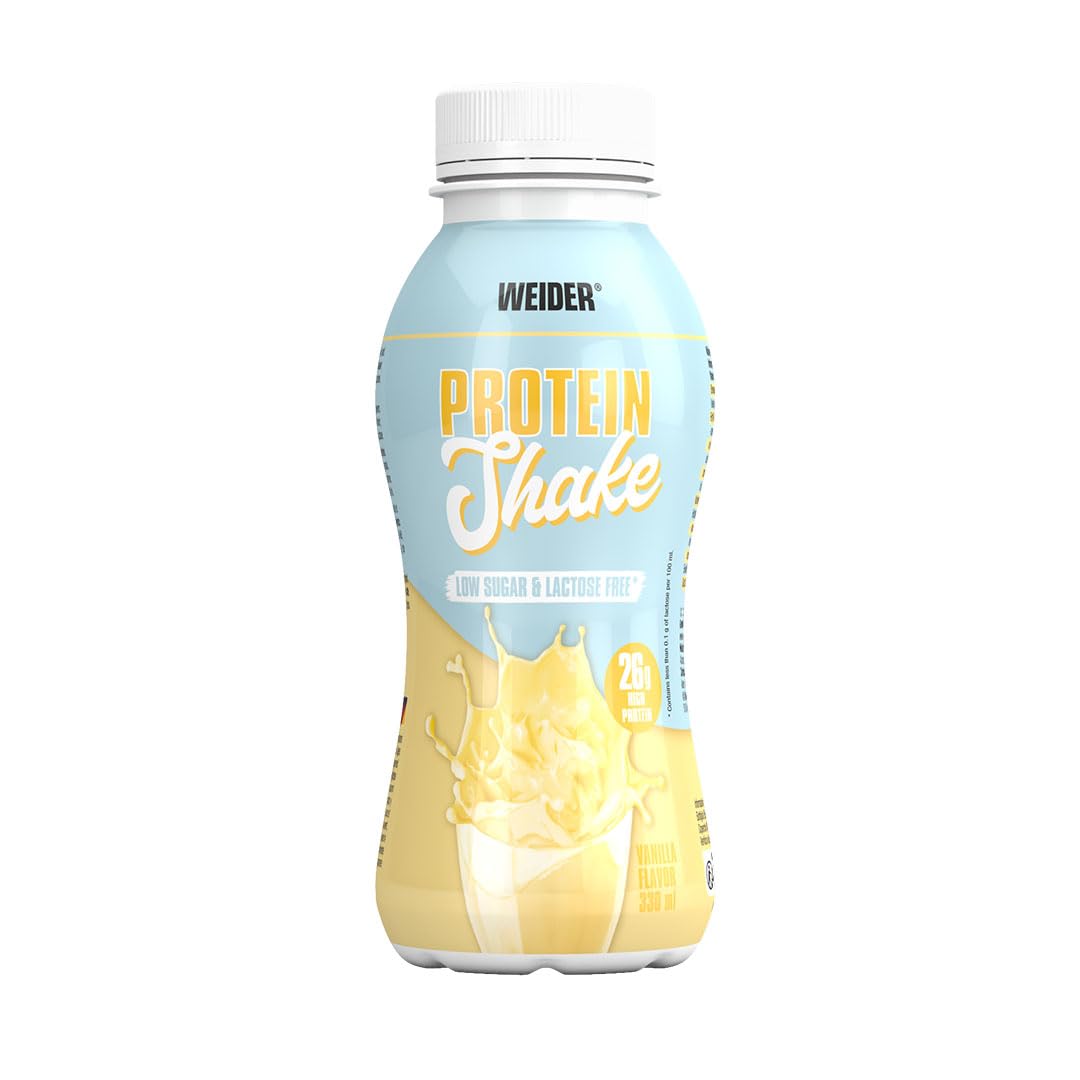 WEIDER Protein Shake Ready to Drink 26 g Eiweiß, Fertiggetränk mit Whey und Casein, zuckerarm und laktosefrei, 6 x 330 ml Vanille