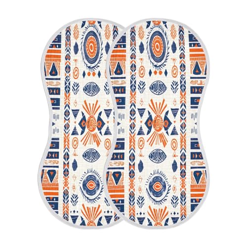 Native American Tribal Muslin Baby Burp Cloths - Super Absorbent and Soft Burping Rags - Cotton Burp Clothes Set for Boys and Girls, 2 Pack
