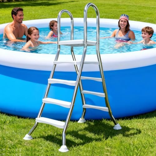 Escalera para piscina sobre tierra acero inoxidable 4 peldaños miniatura 2