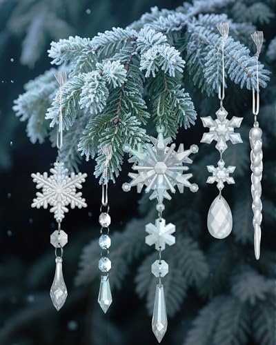 Weihnachtsbaum Deko - 20 Acryl-Anhänger im Set: Eiszapfen,...