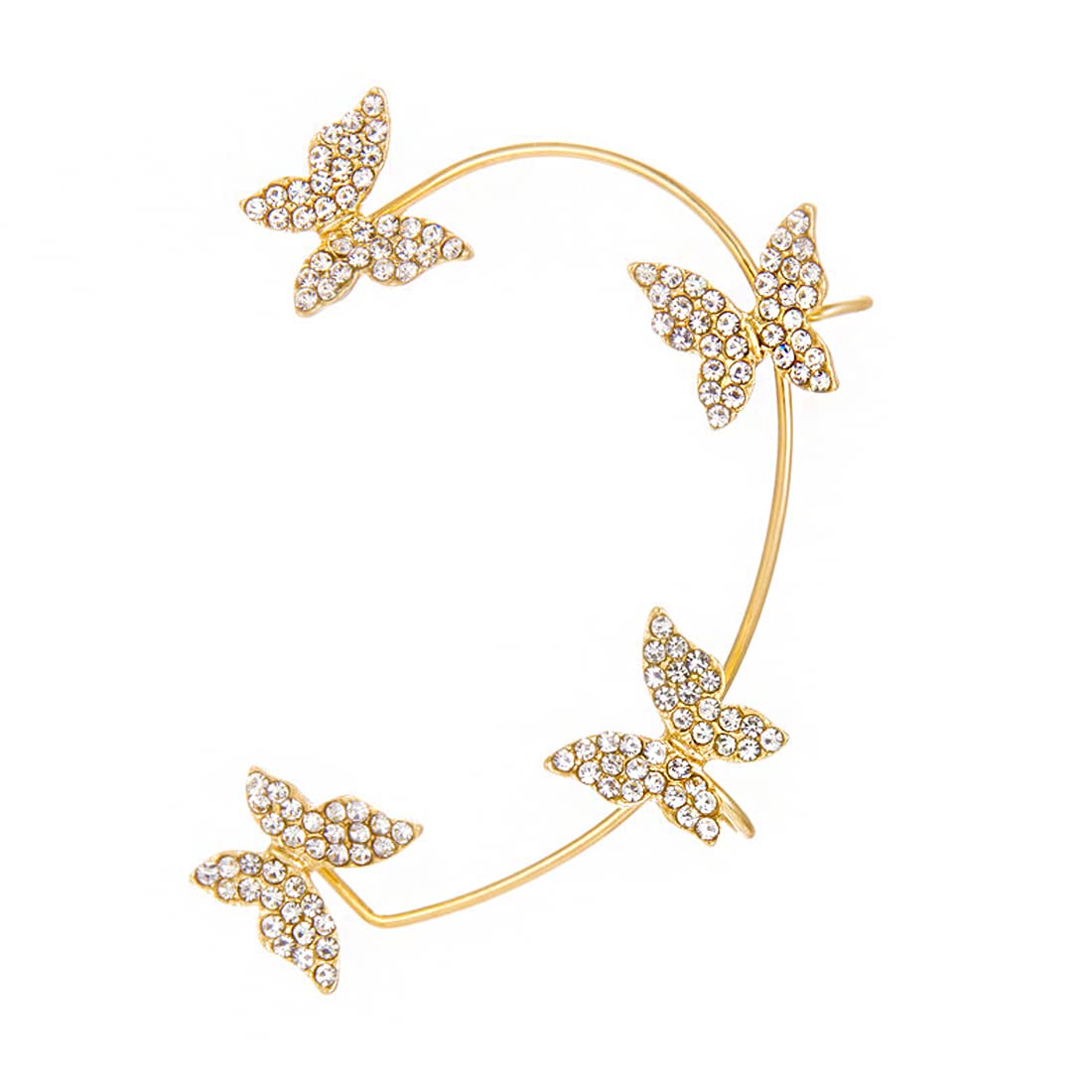 YELLOW CHIMESEarring For Women Gold Plated Crystal Studded Butterfly Designed Non-Pierced Ear Cuff Earrings For Women and Girls, One Size, Metal, Crystal