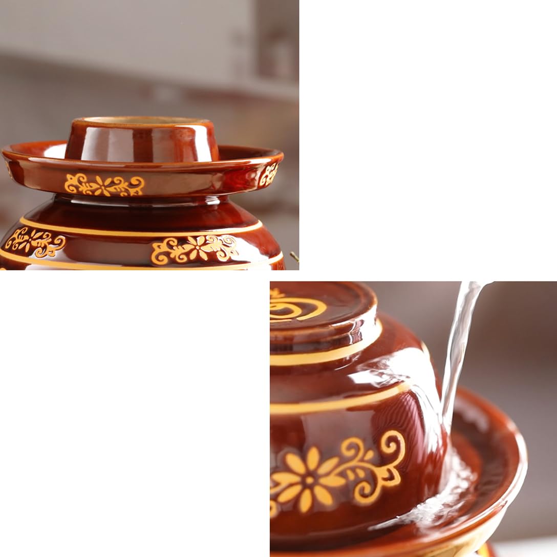 Ceramiczny słoik na marynaty z pokrywkami, duży tradycyjny chiński porcelanowy słoik do marynowania, ceramiczny garnek fermentacyjny z uszczelką wodną pokrywką śluzy powietrznej, garnek z kiszoną