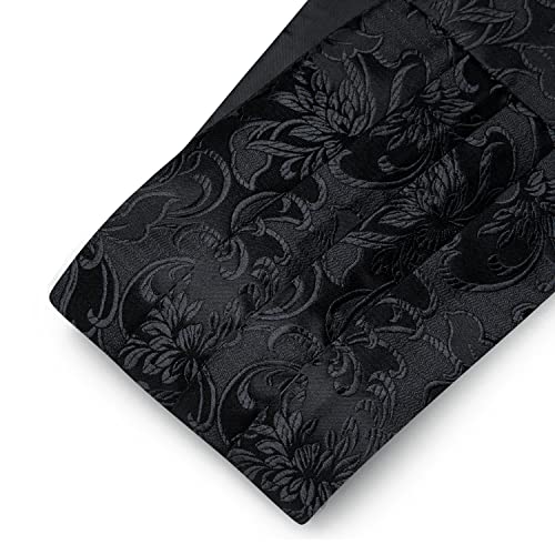 Image of Barry.Wang Men Silk Paisley Cummerbund and Pre-tied Bowtie Handkerchief Cufflink Set for Tuxedo