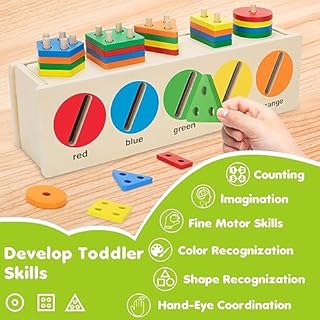 V-Opitos Montessori Toys for Toddler 1+ Year Old, Wooden Color & Shape Sorting Matching Box, Early Learning Toys for 12-18 Month, Age 1, 2, 3, Ideal Christmas, Birthday Gifts for Boy & Girl