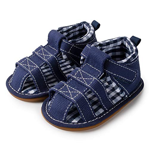 Meckior Infant Baby Boys Girls Summer Sandals Toddler Anti-Slip Soft Rubber Sole Closed-Toe Outdoor Walking First Walkers Crib Casual Shoes