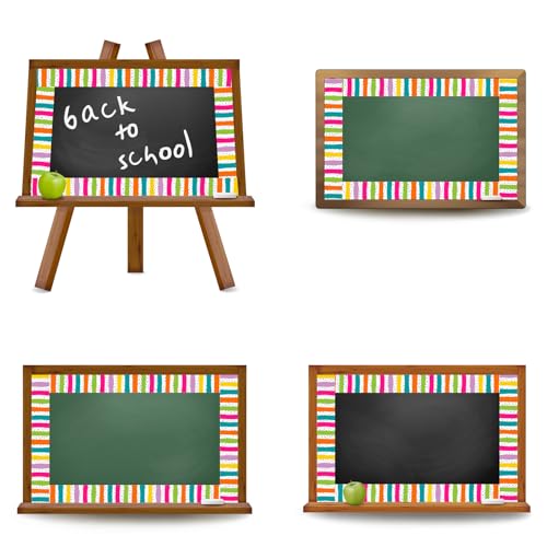 Image of Whaline 32.8 Ft Classroom Bulletin Board Borders, Neon Color Dot Stripe | Rolled Border Trim, Multicolor, Die-Cut, Chalkboard Trim, Back to School Wall Door Decoration