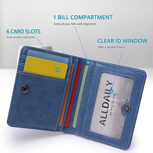 Alldaily Small RFID Wallet for Women Slim Compact Bifold Pocket Ladies Travel Mini Purse (Blue)3