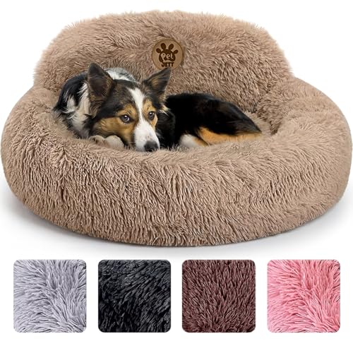 PetJett Calming Medium Dog Bed - 30'' Round Dog Beds - Washable Dog Bed - Anti-Slip Super Soft...