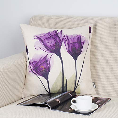 ONWAY Floral Throw Pillow Covers 18x18 Pink Flower Decorative Pillow Covers for Spring Decor, Set of 4