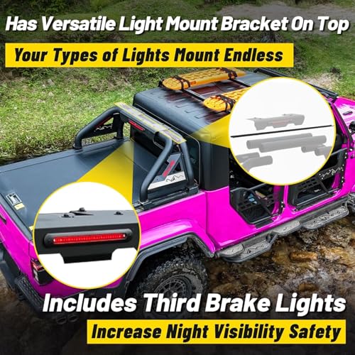 Image of MONOKING Full Size Roll Bar for Truck Retractable Tonneau Cover Adjustable 60 inch-63 inchW for F150 F250 F350 Silverado Sierra Ram 1500 Tundra Titan 2007-2026,Sport Bar with Brake Light for Off Road Camping