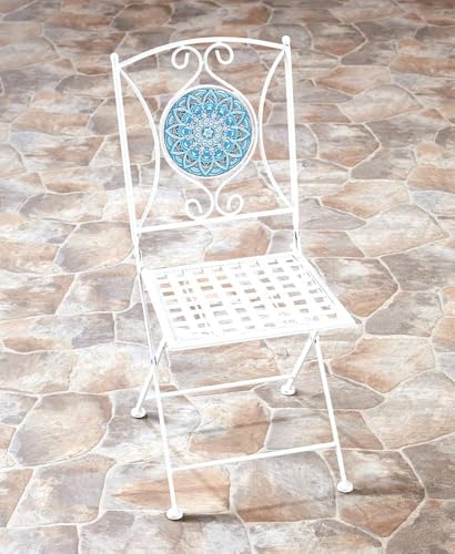 The Lakeside Collection Metal Mosaic Outdoor Furniture - White Chair