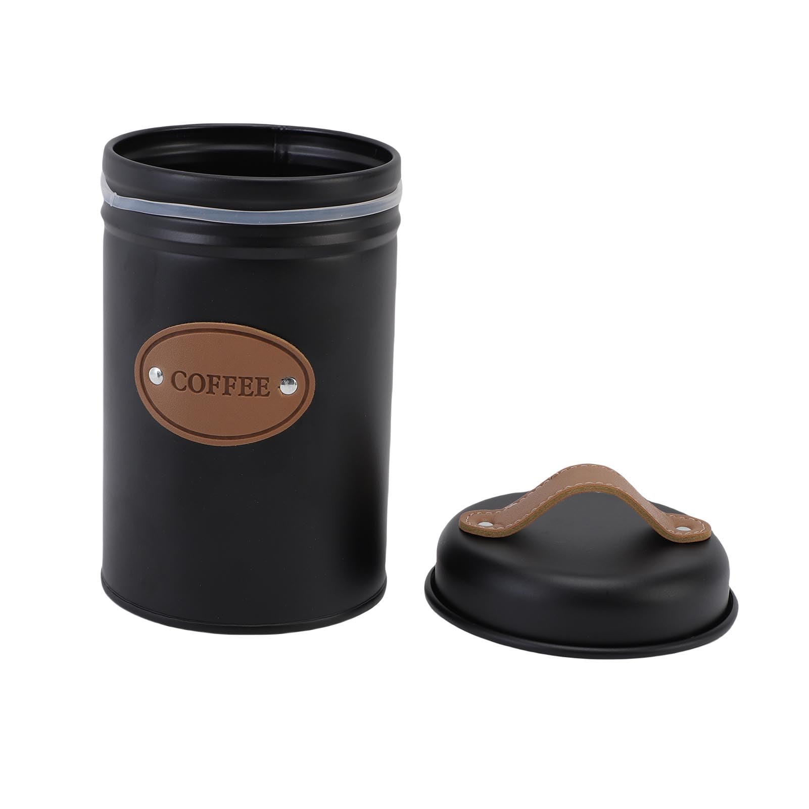Walfront Set Barattoli Sigillati Barattolo per caffè in Ferro 3 Pezzi 15,5 X 10,4 Cm con Coperchi con Manico Ed Etichette Distintive per tè, caffè, Zucchero, Farina, Bancone della, Dispensa (BLACK)