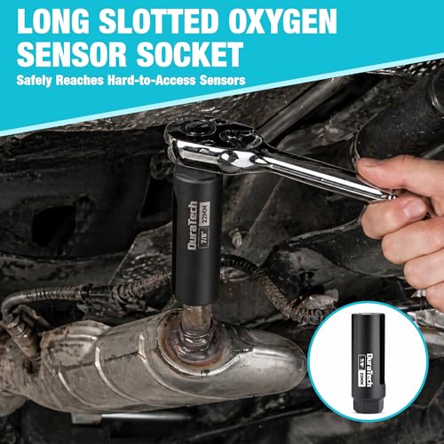 Image of DURATECH 12-Piece Oxygen Sensor Socket Set, O2 Sensor Removal Tool Kit with 22mm, 27mm, 29mm, 7 /8 inch and 1-1 /16 inch Sockets, 3 /8 inch & 1 /2 inch Drive, Thread Chasers, O2 Sensor Socket Set with Storage Case