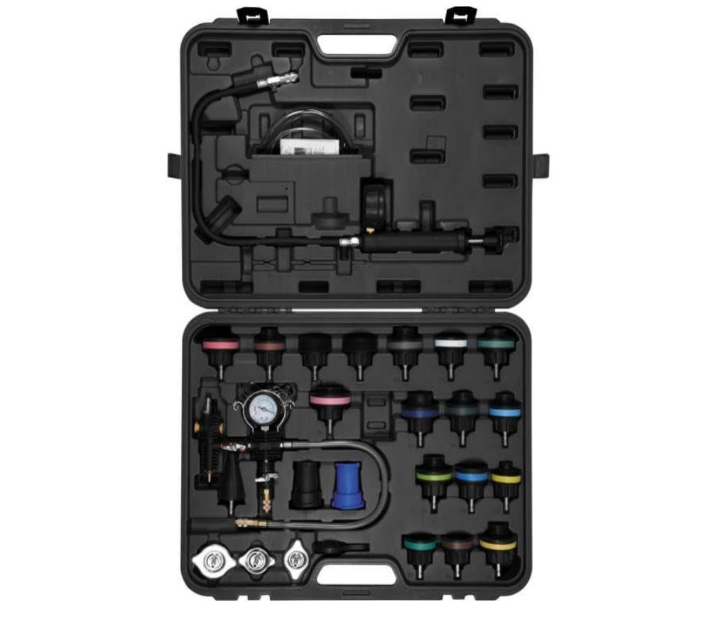 YATO YT-06721 Cooling System Pressure Tester Kit components laid out