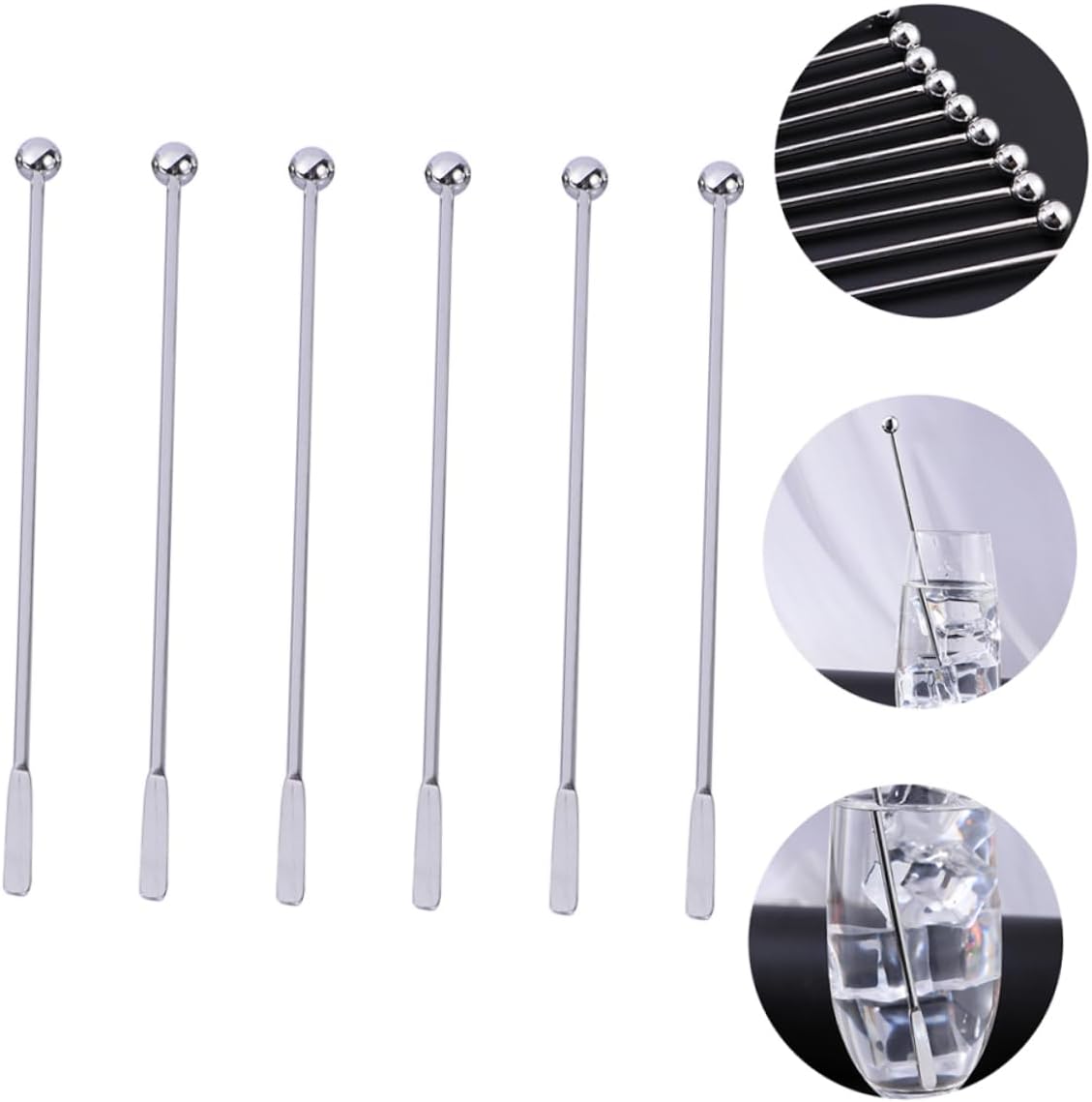 6pcs Mixing Rods of Stainless Steel Stirrers for Cocktails and Beverage Stirring