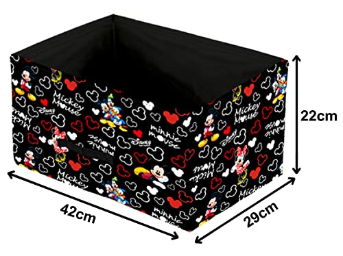 Image of Kuber Industries Disney Mickey Print Foldable Drawer Storage Unit|Non Woven Storage Box For Clothes|Storage Organizer for Toys, Books, Baby Clothes|Pack of 4 (Black)