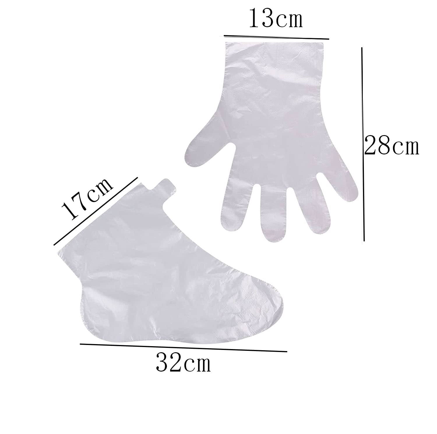 100 sacchetti per piedi e 100 sacchetti per mani con adesivi, fodere in cera paraffina per piedi mani, grandi calze in plastica per terapia termica per piedi e pedicure, trattamento con cera termale